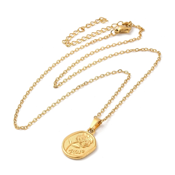 

PandaHall 304 Stainless Steel Rose Pendant Necklaces for Women, Golden, 15.43 inch(39.2cm) 304 Stainless Steel Flower