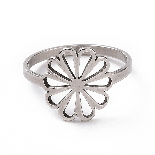 Anlaufgeschützter Fingerring Aus Edelstahl Mit Blume