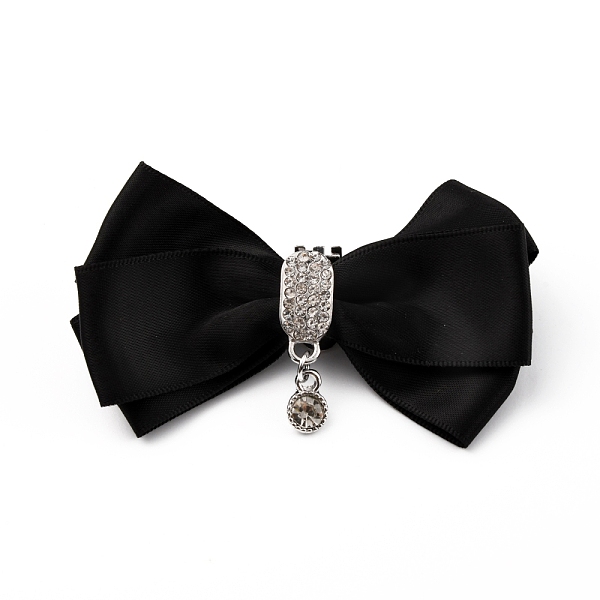 

PandaHall Detachable Polyester Bowknot Shoe Decoration, with Alloy Buckle Clip, Crystal Glass Rhinestone, Black, 90x50mm Polyester Bowknot..., Clear