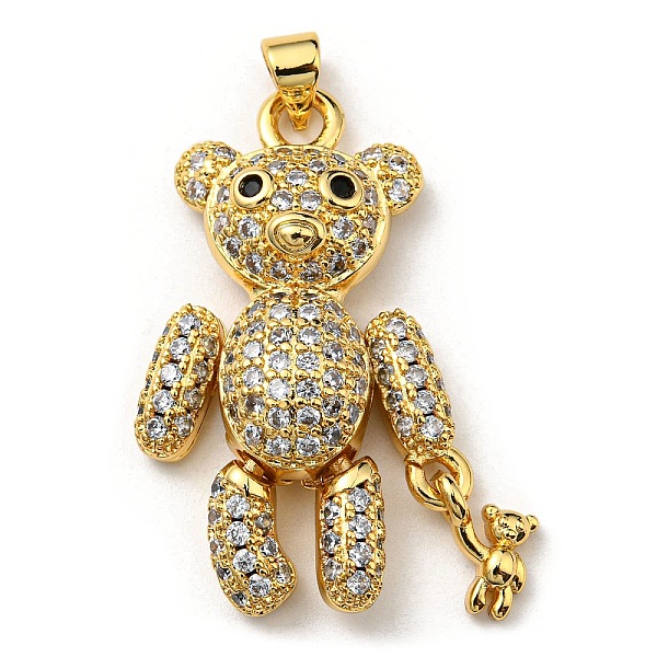 

PandaHall Brass with Cubic Zirconia Pendants, Long-Lasting Plated, Lead Free & Cadmium Free, Bear, Real 18K Gold Plated, 34.5x19x7mm, Hole..., Clear