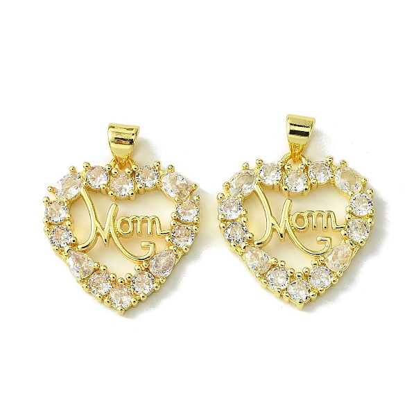 

PandaHall Mother's Day Brass Micro Pave Clear Cubic Zirconia Pendant, Heart with Word Mom, Real 18K Gold Plated, 21x20x3mm, Hole: 5x3.5mm...