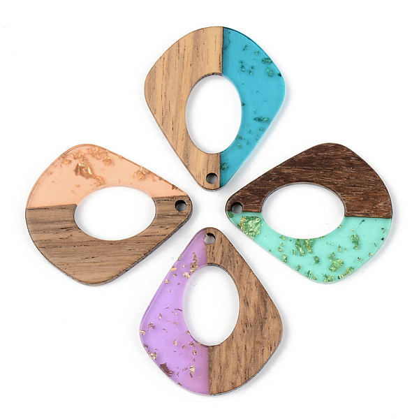

PandaHall Transparent Resin & Walnut Wood Pendants, with Gold Foil, Teardrop, Mixed Color, 32.5x27.5x3mm, Hole: 2mm Resin+Wood Teardrop..., Multicolor