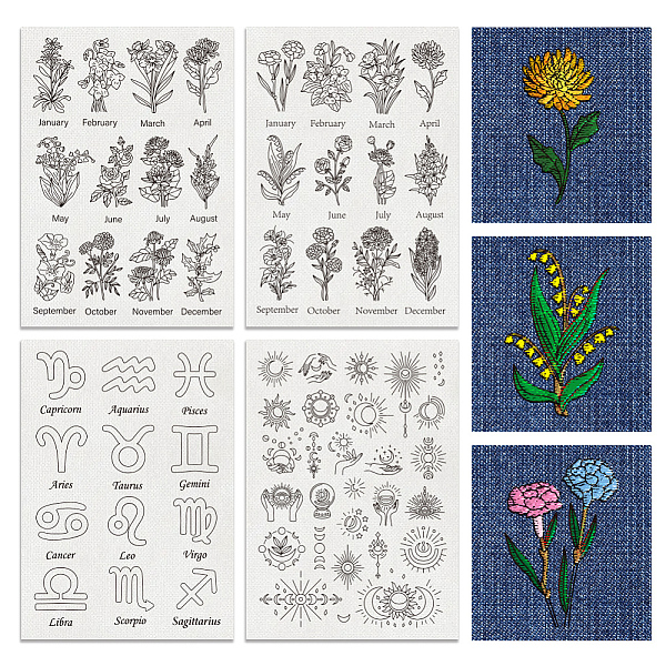 

PandaHall 4 Sheets 11.6x8.2 Inch Stick and Stitch Embroidery Patterns, Non-woven Fabrics Water Soluble Embroidery Stabilizers, Flower...