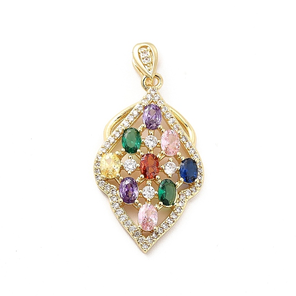 

PandaHall Brass Micro Pave Clear Cubic Zirconia Pendants, with Glass, Leaf, Real 18K Gold Plated, Colorful, 33.5mm, Hole: 4.5x1.5mm...