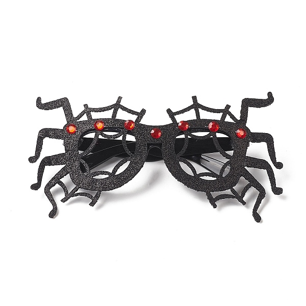 PandaHall Halloween Plastic & Non-woven Fabric Glitter Glasses Frames, for Halloween Party Costume Decoration Accessories, Spider...