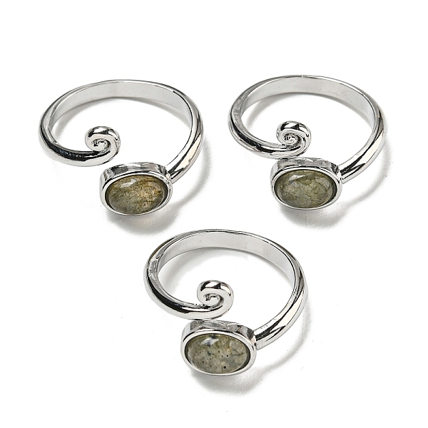 

PandaHall Natural Labradorite Adjustable Rings, with Platinum Brass Findings, Long-Lasting Plated, Jewely for Women, Oval, Adjustable...