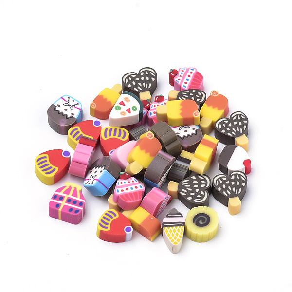 

PandaHall Handmade Polymer Clay Cabochons, Cake, Mixed Color, 6x6x4mm, 100pcs/bag Polymer Clay Food Multicolor