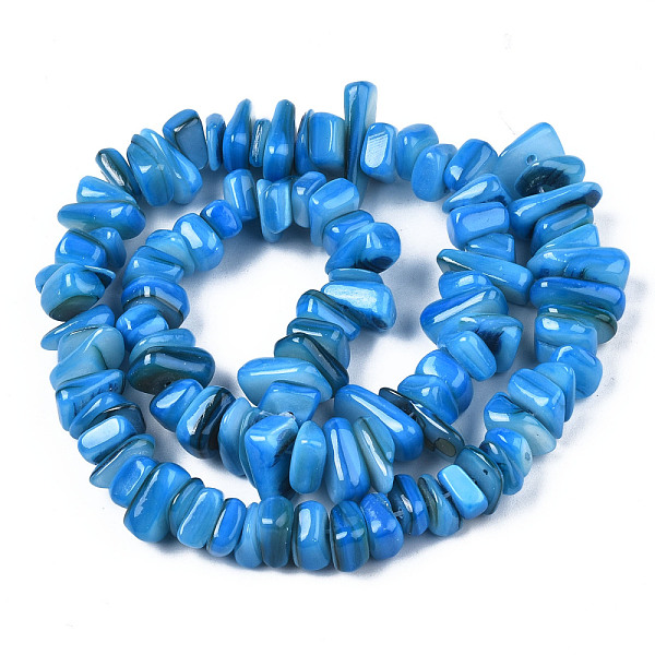 

PandaHall Natural Trochid Shell/Trochus Shell Beads Strands, Dyed, Chips, Deep Sky Blue, 7~22x5~8x1~6.5mm, Hole: 1mm, about 96~111pcs/strand...