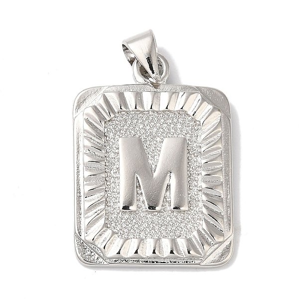 

PandaHall Rack Plating Brass Pendants, Long-Lasting Plated, Lead Free & Cadmium Free, Square with Letter Charms, Letter M, 24x17x2.5mm, Hole...