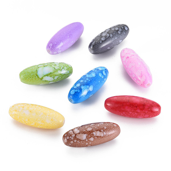 

PandaHall Baking Paint Opaque Acrylic Beads, Rice, Mixed Color, 12.5x32mm, Hole: 2.5mm, about 153pcs/500g Acrylic Rice Multicolor