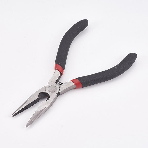 

PandaHall 45# Carbon Steel Jewelry Pliers, Chain Nose Pliers, Polishing, Black, Stainless Steel Color, 13x7.7x0.9cm Carbon Steel Black