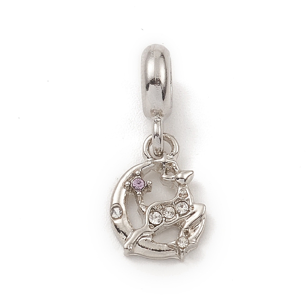 

PandaHall Alloy Rhinestone European Dangle Charms, Large Hole Pendants, Christmas Reindeer/Stag, Platinum, 24mm, Hole: 4.6mm, Reindeer..., Clear