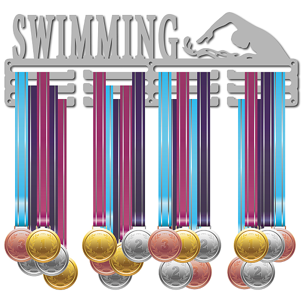

PandaHall CREATCABIN Swimming Medal Holder Sport for Swimmer Olympic Games Medals Display Stand Wall Mount Hanger Decor Medal Holders for..., Silver