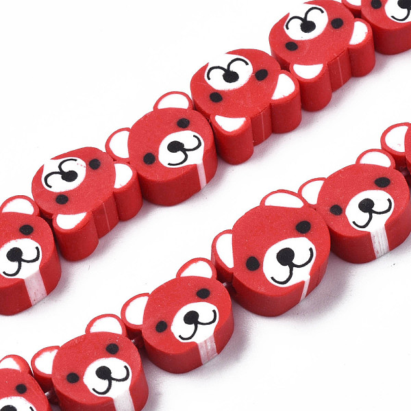 

PandaHall Handmade Polymer Clay Bead Strands, Bear Head, Red, 7.5~10x9~11x4mm, Hole: 1.6mm, about 37~40pcs/strand, 13.58 inch~15.35 inch...