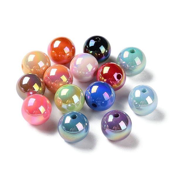 

PandaHall UV Plating Acrylic Beads, AB Color, Round, Mixed Color, 16x15mm, Hole: 3mm Acrylic Round Multicolor
