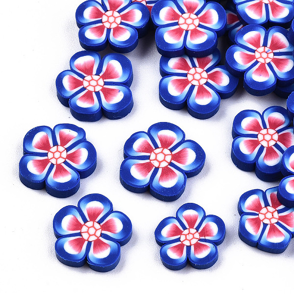 

PandaHall Handmade Polymer Clay Cabochons, Flower, Blue, 9~10x9~11x2mm, about 3989pcs/790g Polymer Clay Flower Blue