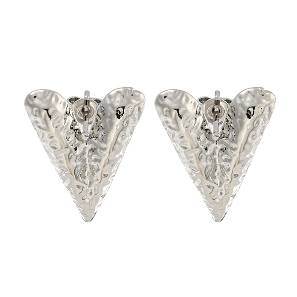

PandaHall Heart Texture Brass Stud Earrings for Women, Cadmium Free & Lead Free, Long-Lasting Plated, Platinum, 21x17mm Brass Heart