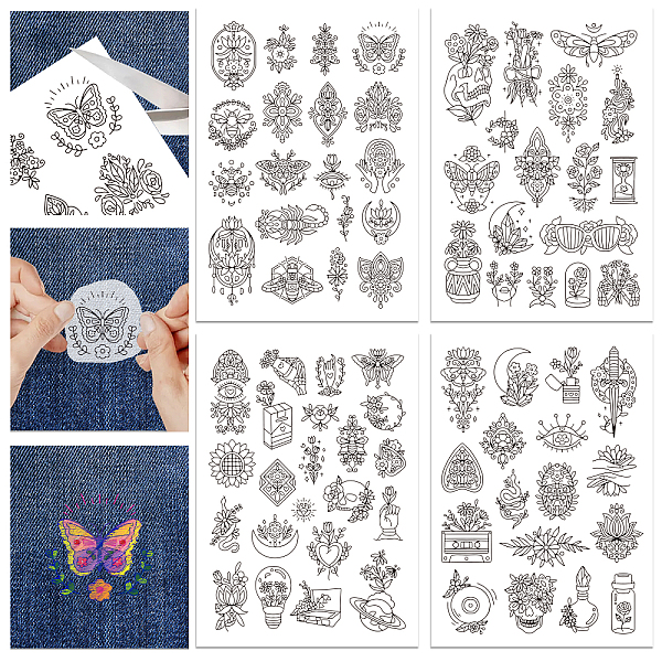 

PandaHall GLOBLELAND 4 Sheets Mysterious Flower Water Soluble Embroidery Hand Sewing Stabilizers for Fabric Stitch Practice Embroidery...