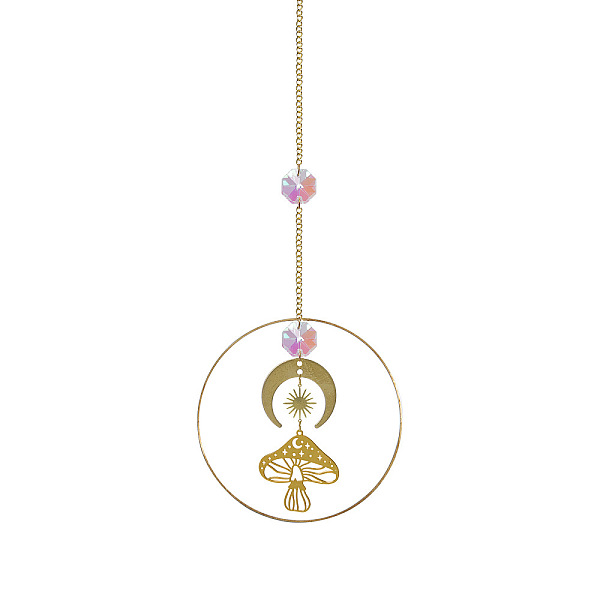 

PandaHall Iron Pendant Decorations, Hanging Suncatchers, with Glass Octagon Link, for Home Garden Decorations, Mushroom, 300mm Glass...