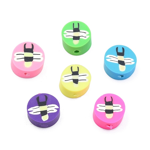 

PandaHall Handmade Polymer Clay Beads, Flat Round with Fly Pattern, Mixed Color, 9x5mm, Hole: 1.8mm Polymer Clay Flat Round Multicolor