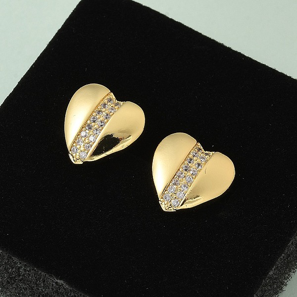 Boucles d'oreilles en laiton avec micro pavé de zircone cubique transparente pour femmes