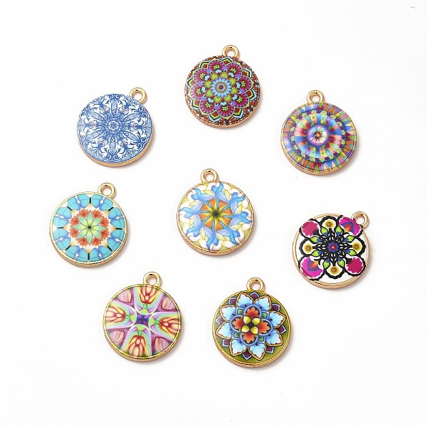 

PandaHall Alloy Printed Pendants, Cadmium Free & Nickel Free & Lead Free, Flat Round, Mixed Color, 21.5x18x3mm, Hole: 1.8mm Alloy Flat Round..., Multicolor