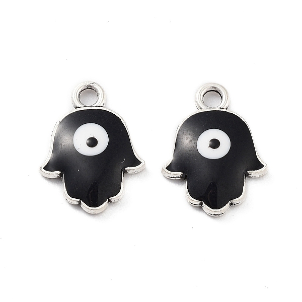 

PandaHall Alloy Enamel Pendants, Hamsa Hand with Evil Eye Charm, Cadmium Free & Nickel Free & Lead Free, Antique Silver, Black...