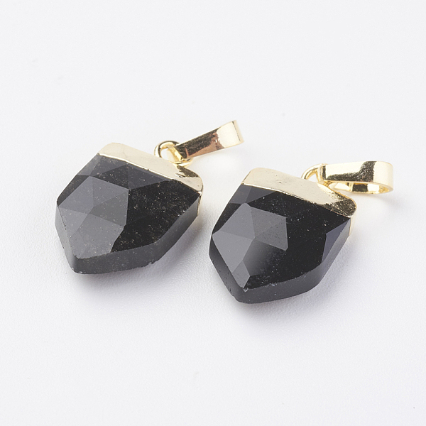 

PandaHall Natural Black Agate Pendants, with Brass Findings, Faceted, Arrow, Golden, 17x10x4.5mm, Hole: 4x6mm Black Agate Arrow