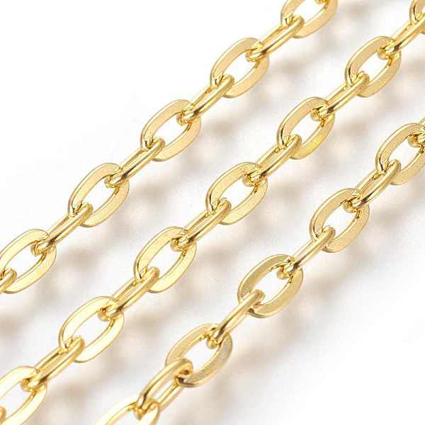 

PandaHall Iron Cable Chains, Unwelded, Flat Oval, Cadmium Free & Lead Free, Golden Color, 7x5.1x1.2mm Iron