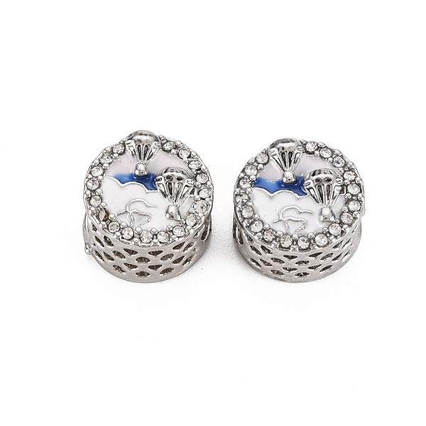 

PandaHall Rack Plating Alloy Enamel European Beads, with Crystal Rhinestone, Large Hole Beads, Cadmium Free & Nickel Free & Lead Free, Flat..., Clear