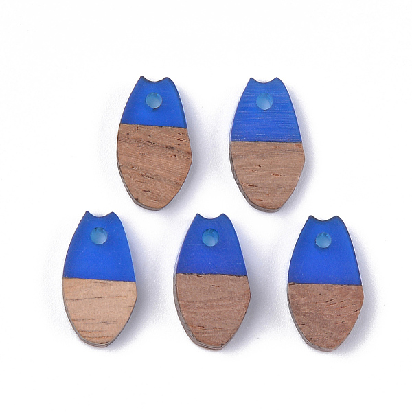 

PandaHall Resin & Walnut Wood Pendants, Fish Mouth, Royal Blue, 16x9x3.5~4mm, Hole: 1.8mm Resin+Wood Teardrop Blue