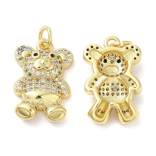 

PandaHall Brass Micro Pave Cubic Zirconia Pendants, with Jump Rings, Lead Free & Cadmium Free, Bear Charms, Real 18K Gold Plated..., Clear