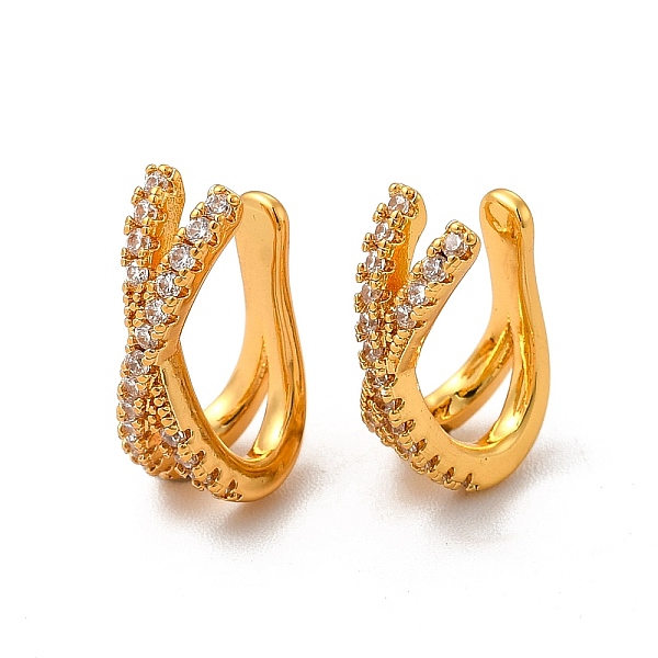 

PandaHall Rack Plating Brass Micro Pave Cubic Zirconia Cuff Earrings, Long-Lasting Plated Jewelry for Women, Cadmium Free & Lead Free, Real..., Clear