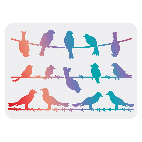 PandaHall FINGERINSPIRE Birds On a Wire Stencil 29.7x21cm Wire Bird Stencils Birds Drawing Stencil Reusable Birds Painting Template DIY...