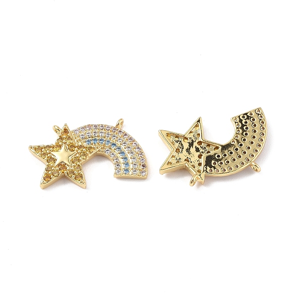

PandaHall Brass Micro Pave Colorful Cubic Zirconia Connector Charms, Rainbow Links with Star, Real 18K Gold Plated, 15x24.5x2.7mm, Hole: 1mm...