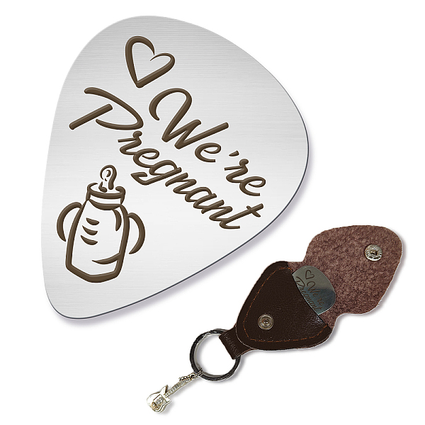 

PandaHall arricraft Guitar Picks, Stainless Steel Guitar Picks with PU Leather "We're Pregnant" Guitar Accessories for Musician Guitar...