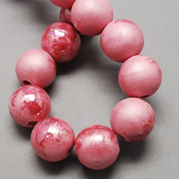 

PandaHall Handmade Porcelain Beads, Pearlized, Round, Hot Pink, 8mm, Hole: 2mm Porcelain Round Pink