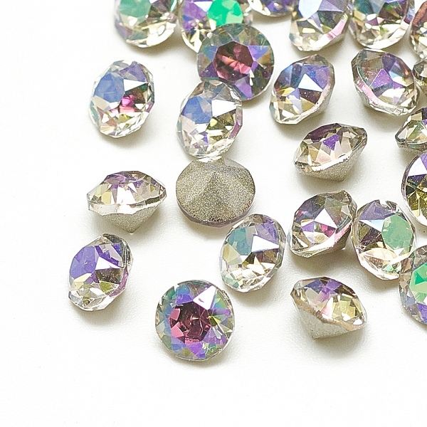 

PandaHall Pointed Back Glass Rhinestone Cabochons, Back Plated, Faceted, Diamond, Ghost Light, 4x3mm Glass Rhinestone Flat Round Multicolor