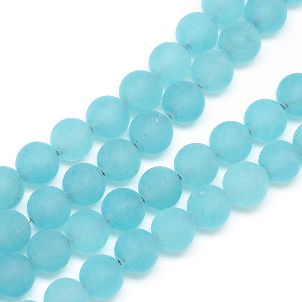 

PandaHall Natural White Jade Bead Strands, Dyed, Frosted, Round, Turquoise, 8~9mm, Hole: 1mm, about 46~48pcs/strand, 14.9 inch White Jade..., Green