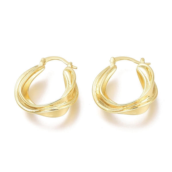 

PandaHall Brass Hoop Earrings, Long-Lasting Plated, Twist, Ring, Real 18K Gold Plated, 25.3x23.3x8.5mm, Pin: 1.5mm Brass Ring