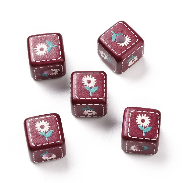 

PandaHall Opaque Printed Acrylic Beads, Cube with Flower Pattern, Turquoise, 13.5x13.5x13.5mm, Hole: 3.8mm Acrylic Cube Green
