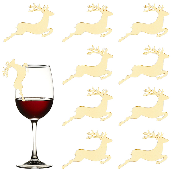 

PandaHall SUNNYCLUE Deer Shape Plastic Wine Glass Charms, Goblet Marker, for Bar, Christmas, Birthday, Party Decoration, Gold, 50.5x82x1.6mm...