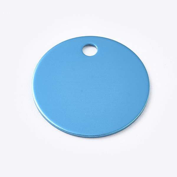 

PandaHall Aluminum Pendants, Blank Tags, Flat Round, Light Sky Blue, 25x1mm, Hole: 3mm Aluminum Flat Round Blue