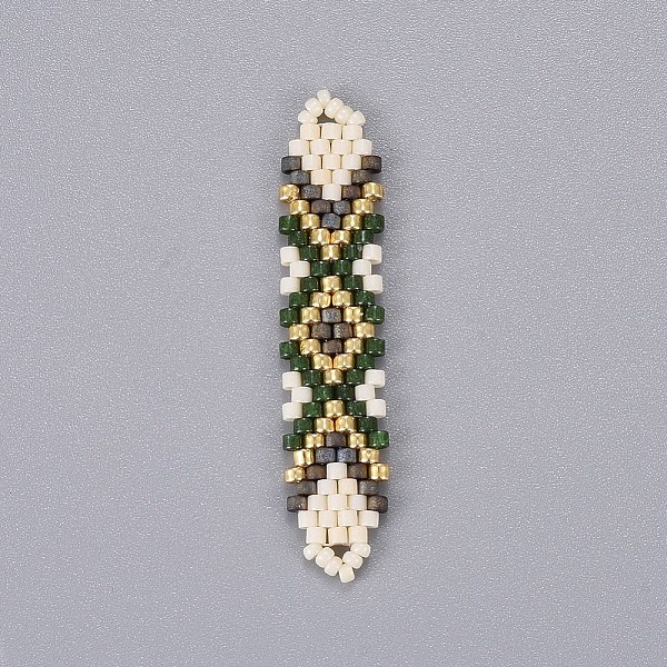 

PandaHall MIYUKI & TOHO Handmade Japanese Seed Beads Links, Loom Pattern, Shuttle Shape, Colorful, 41.5~42.5x8.5~9x1.7mm, Hole: 2mm Glass...
