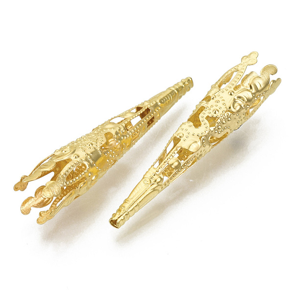 

PandaHall Iron Bead Cones, Golden Color, about 42mm long,hole:2mm Iron