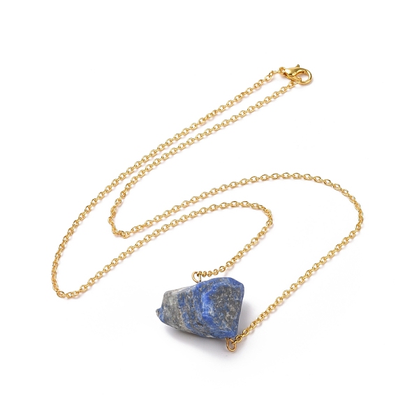 

PandaHall Natural Lapis Lazuli Irregular Nugget Pendant Necklace, Alloy Jewelry for Women, Golden, 20.47 inch(52cm) Lapis Lazuli