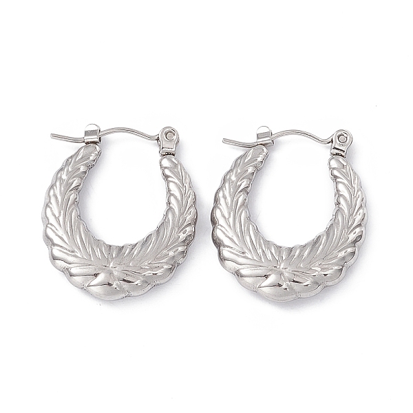 

PandaHall 304 Stainless Steel Wheat Ring Thick Hoop Earrings for Women, Stainless Steel Color, 23.5x19x3.7mm, Pin: 0.7mm 304 Stainless Steel