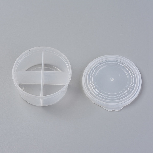 

PandaHall Plastic Bead Containers, 4 Compartments, Flat Round, Clear, 7.4x7.4x3.9cm, 7.6cm Inner Diameter, Lid: 8.6cm Plastic Flat Round...