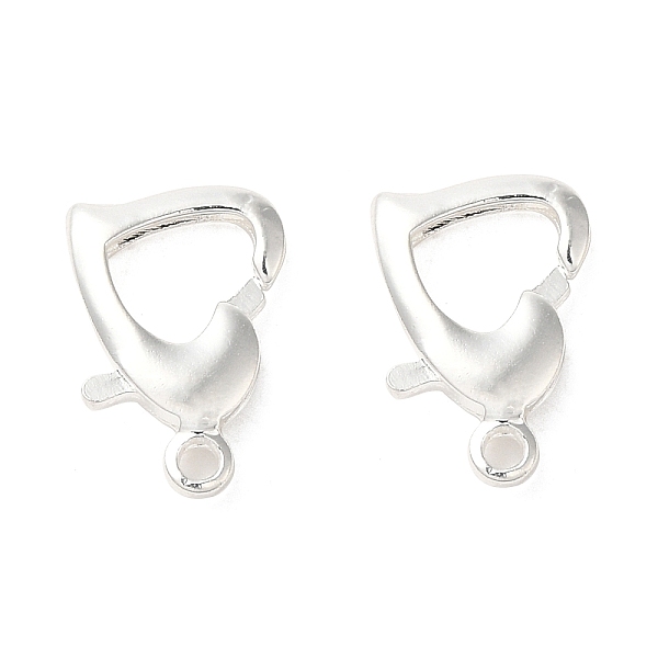 

PandaHall Brass Lobster Claw Clasps, Heart, 925 Sterling Silver Plated, 9x13x3mm, Hole: 1.4mm Brass