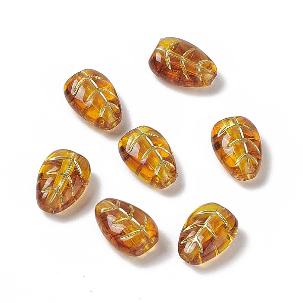 

PandaHall Golden Metal Enlaced Acrylic Beads, Leaf, Peru, 12.5x9x5.5mm, Hole: 1.8mm, 1260pcs/500g Acrylic Leaf Brown